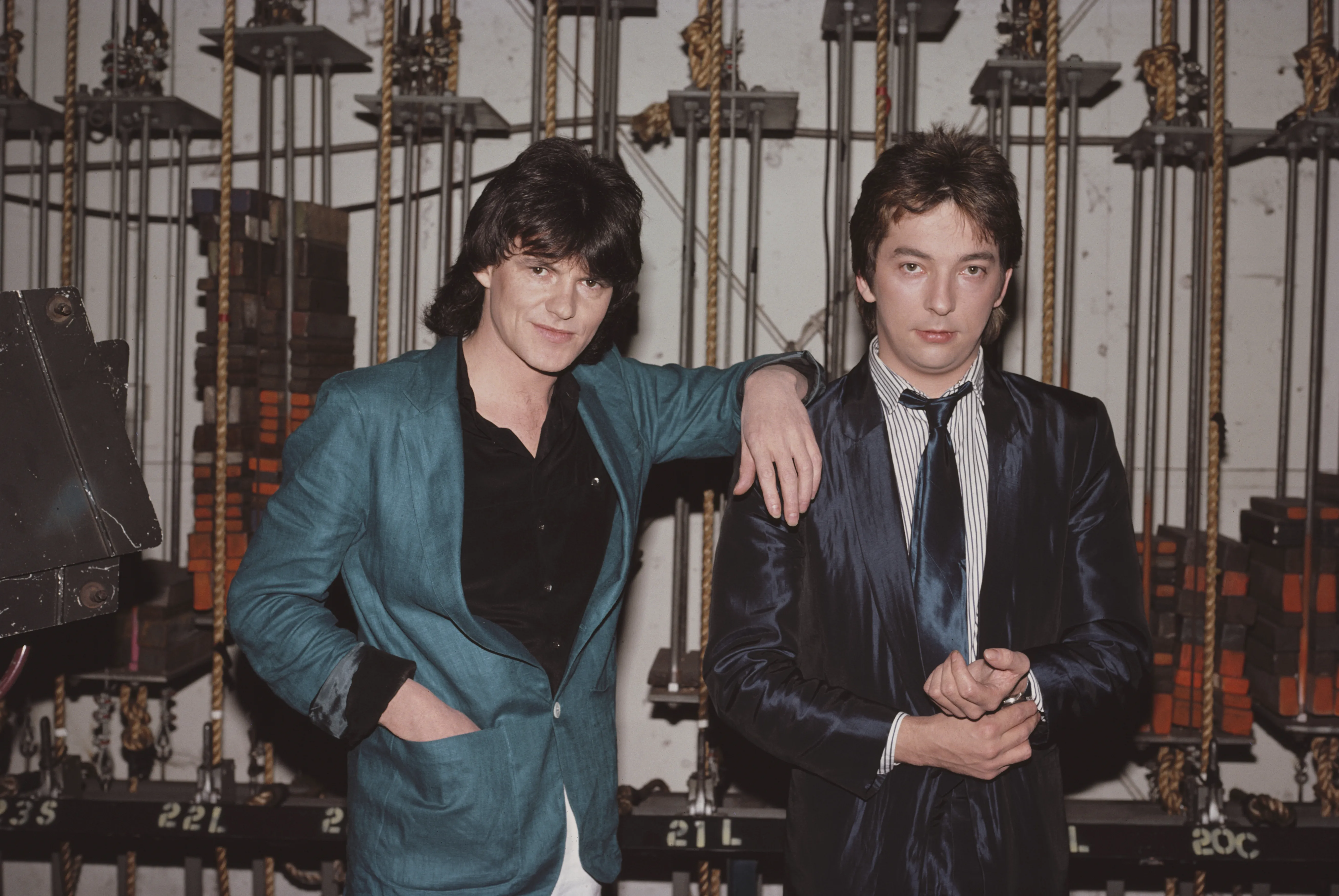 British new wave band Naked Eyes, singer Pete Byrne (left) and keyboardist Rob Fisher (right) in 1983.