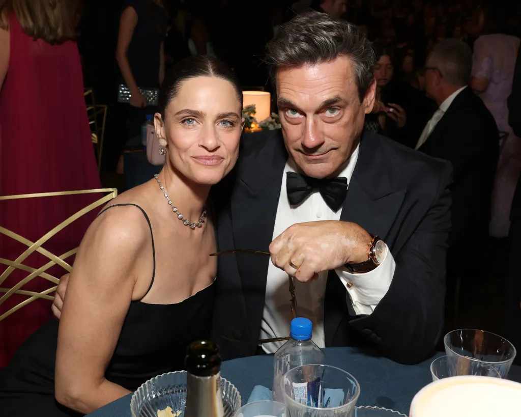 Amanda Peet and Jon Hamm at the 78th Primetime Emmy Awards.