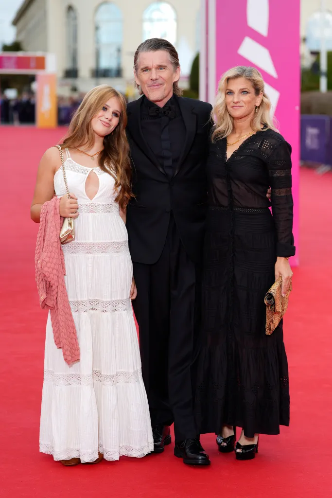 Indiana Hawke, Ethan Hawke, and Ryan Hawke on the red carpet at the 52nd Deauville American Film Festival.