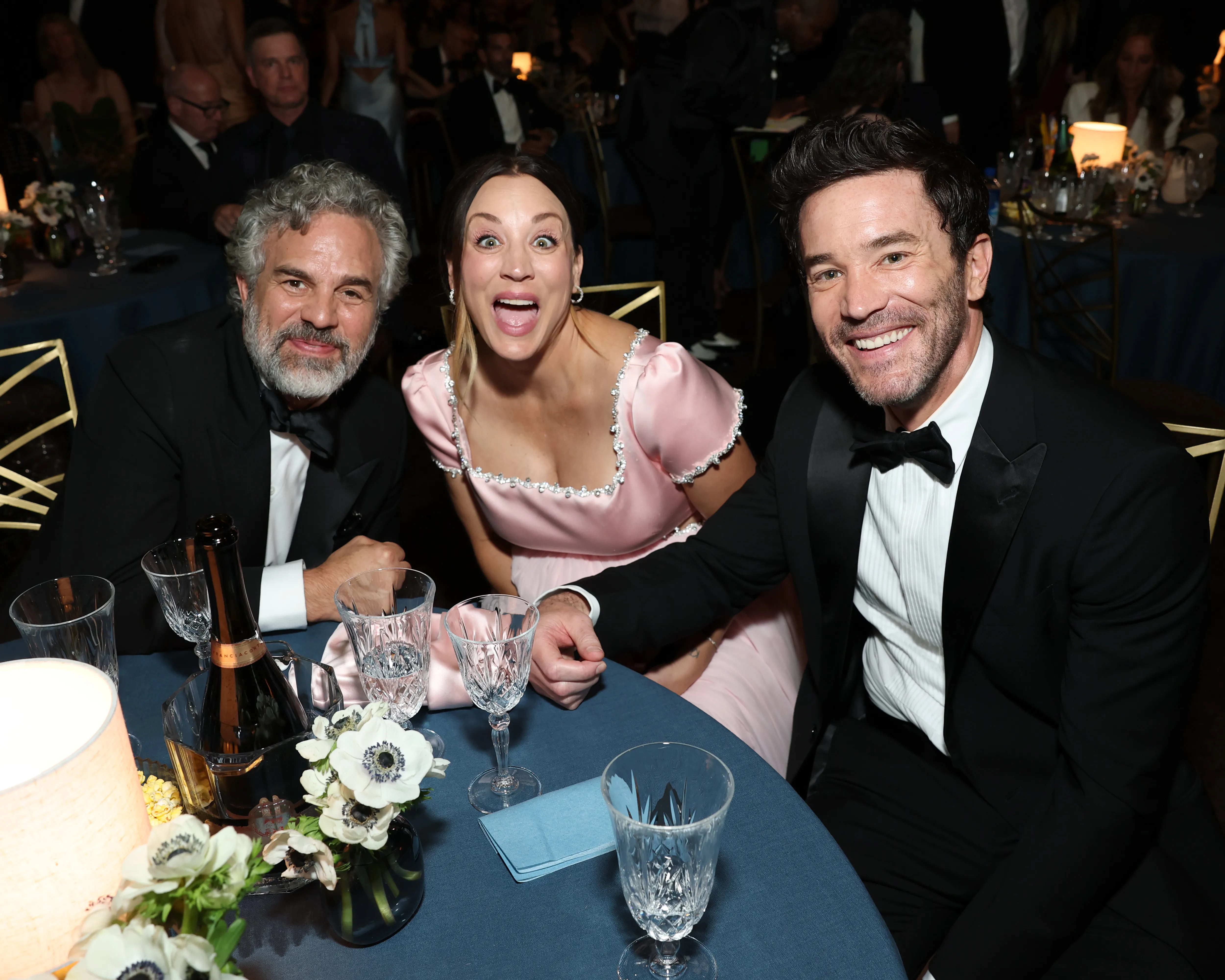 Mark Ruffalo, Kaley Cuoco, and Tom Pelphrey attending the 78th Primetime Emmy Awards.
