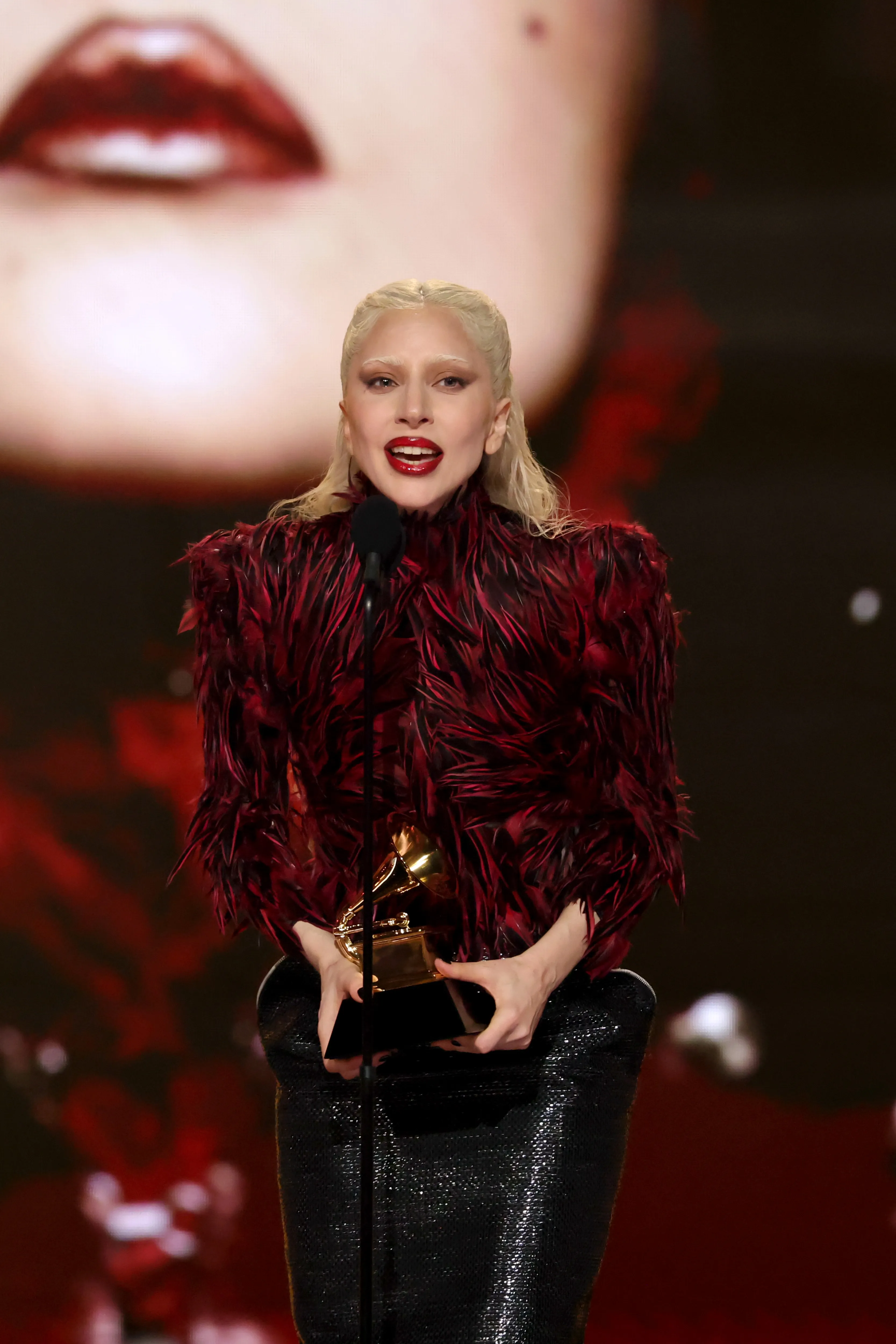Lady Gaga accepts the Grammy Award for Best Pop Vocal Album for