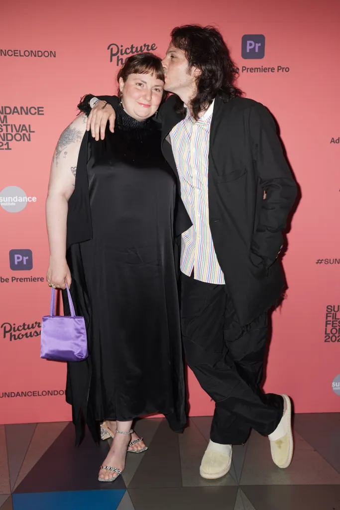 Lena Dunham and Luis Felber pose at the Sundance London Film Festival screening of Zola.