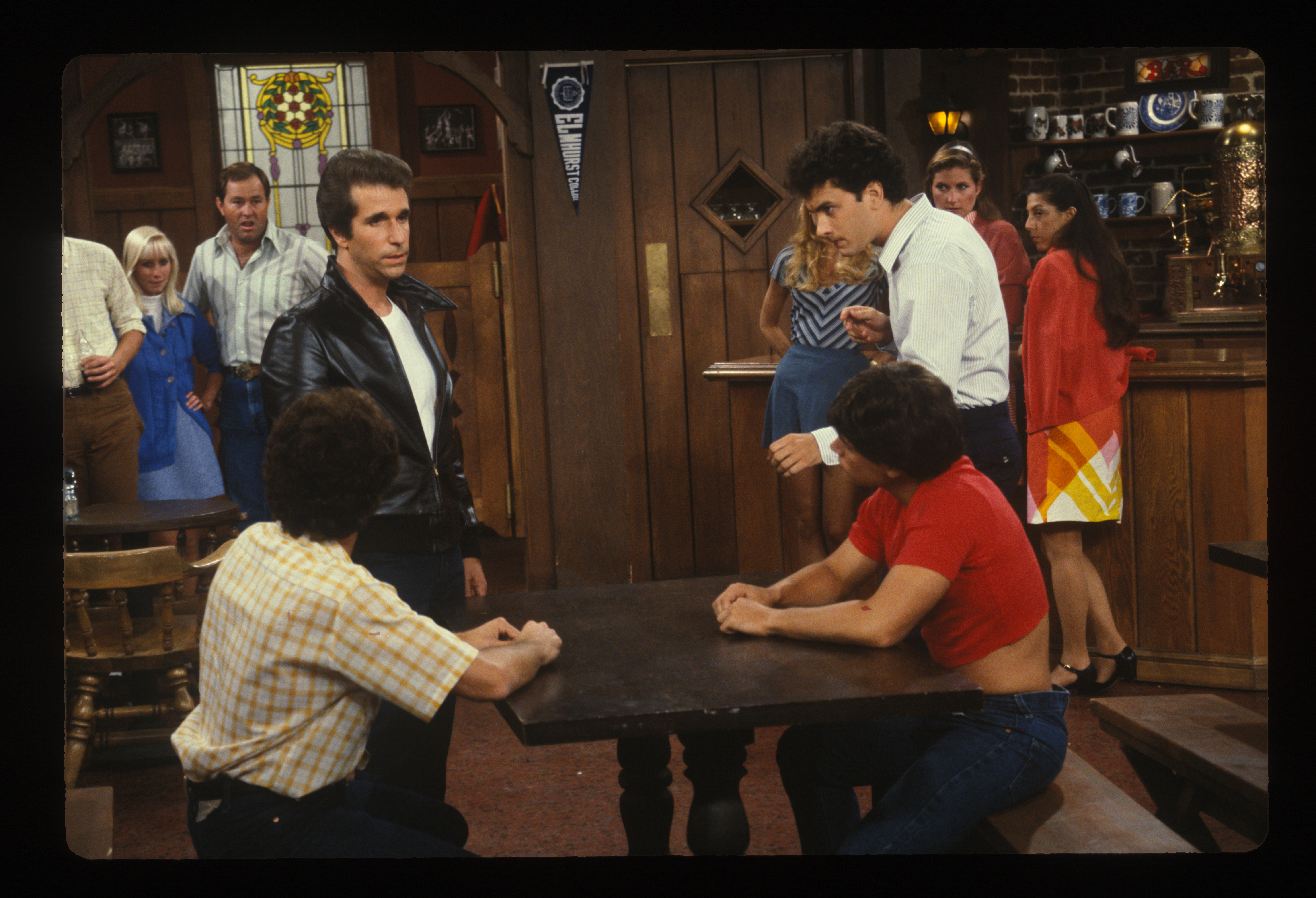 Henry Winkler as Fonzie and Tom Hanks as Randy in the 