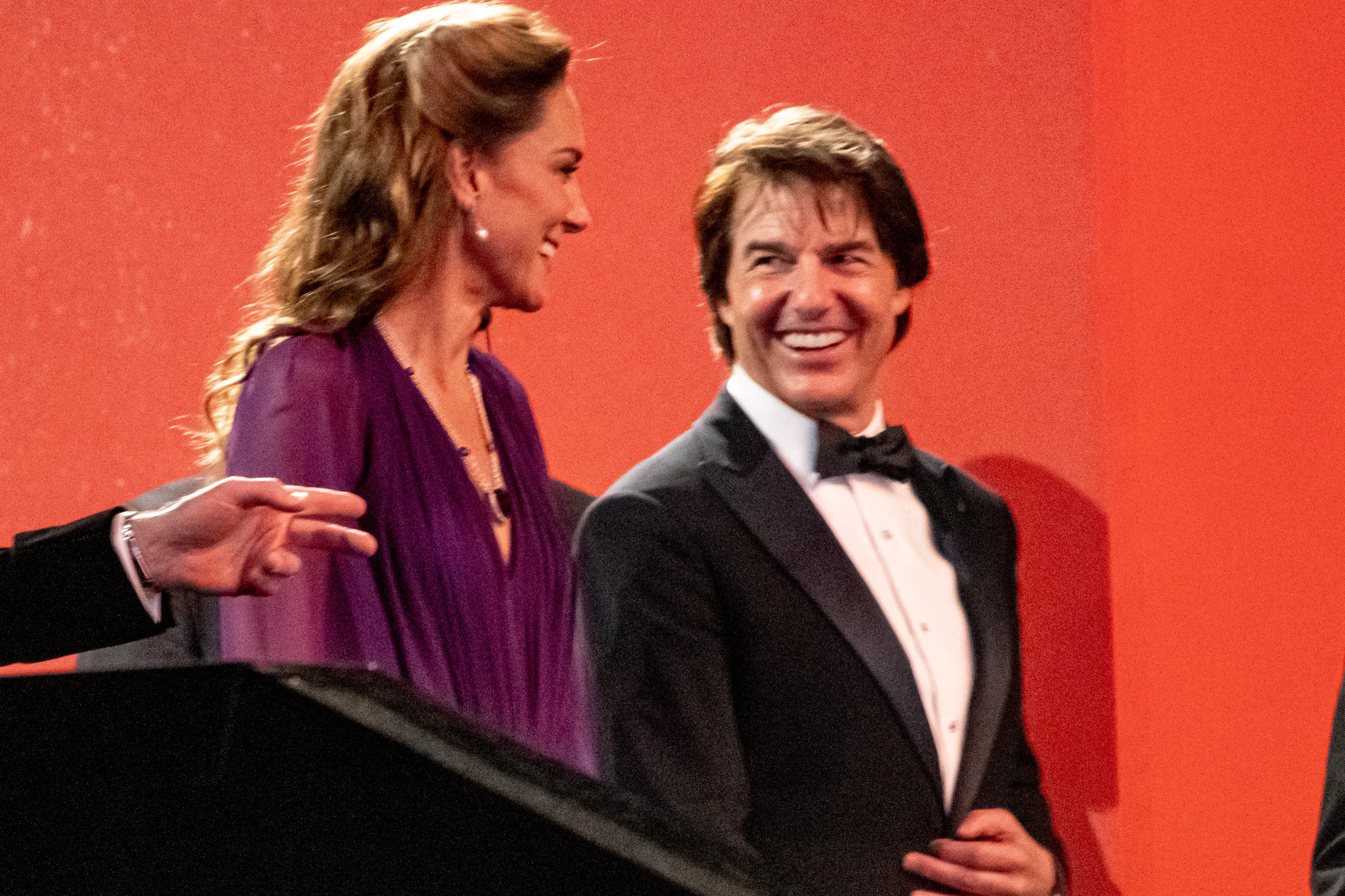 Tom Cruise and Catherine, Princess of Wales, smile at the 