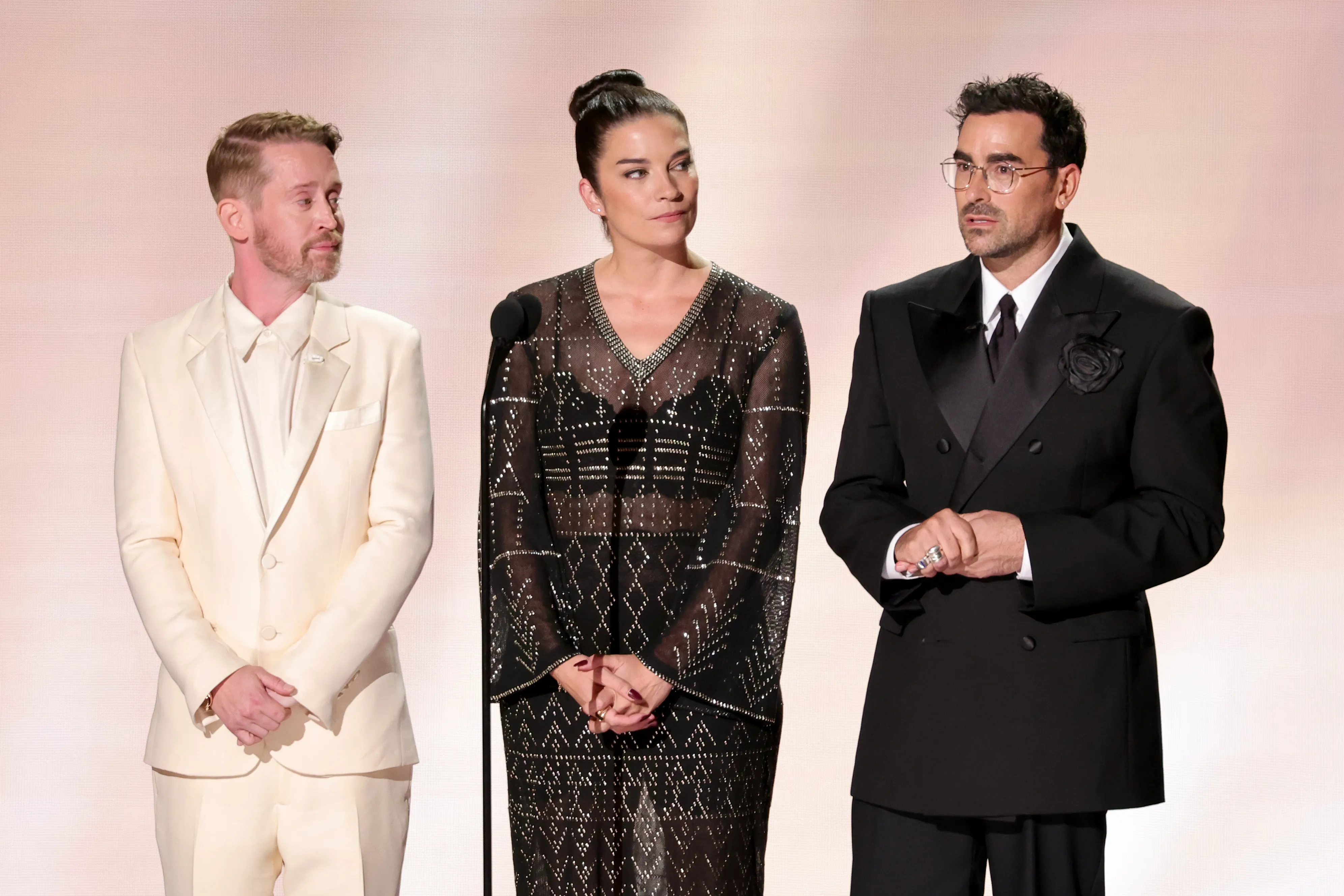 Macaulay Culkin, Annie Murphy, and Dan Levy