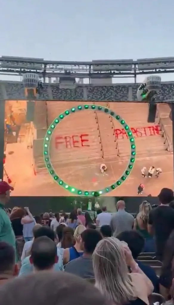 A jumbotron at a stadium displaying 