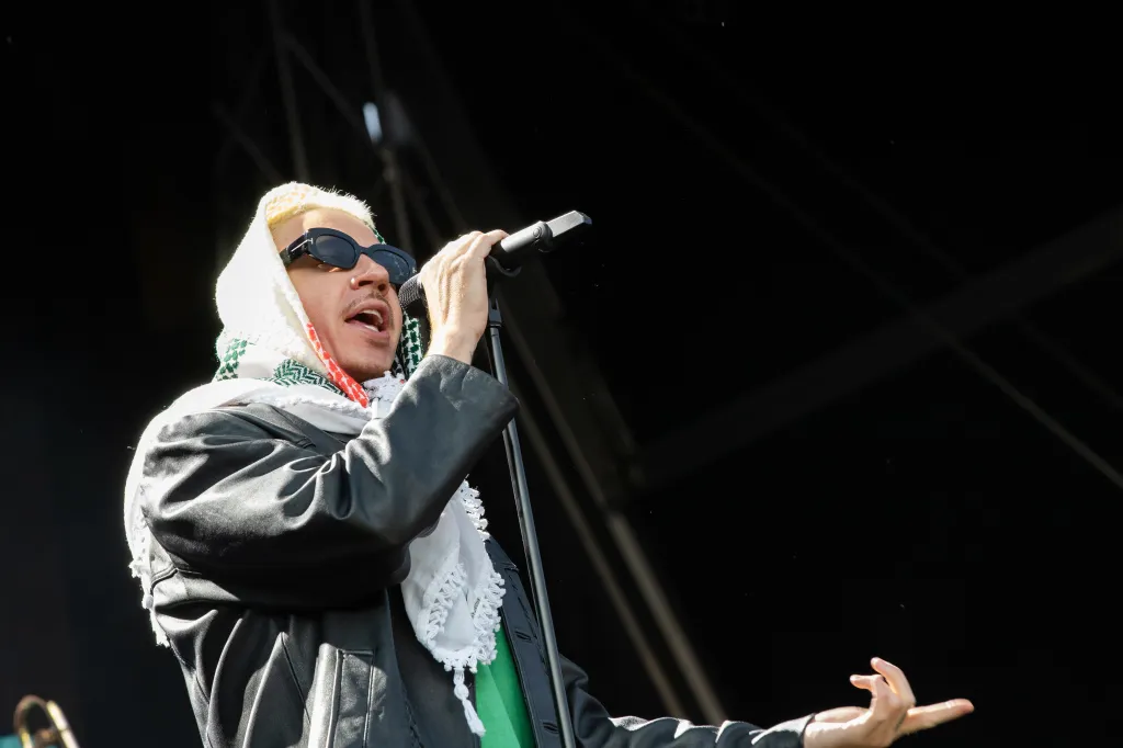Macklemore performing at St Anne's Park in Dublin, Ireland.