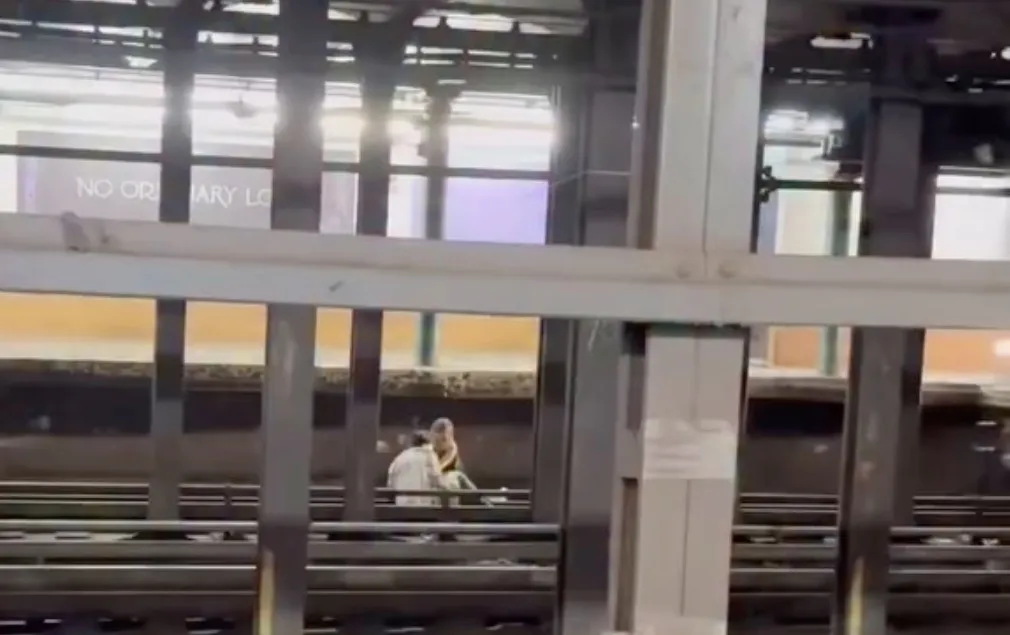 Malaika Chitre and Navam Kaul on the subway track.