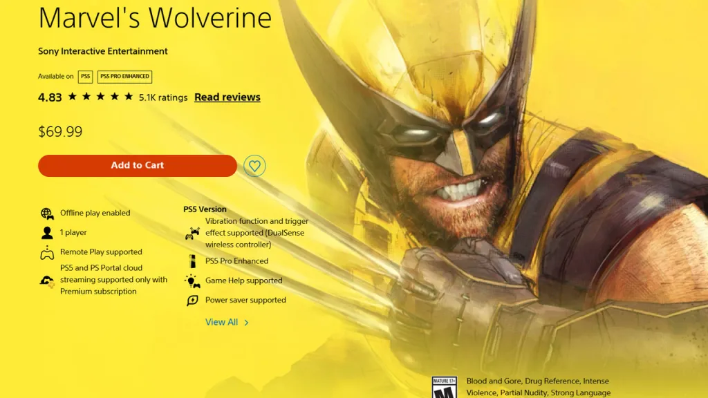 Marvel's Wolverine PlayStation Reviews
