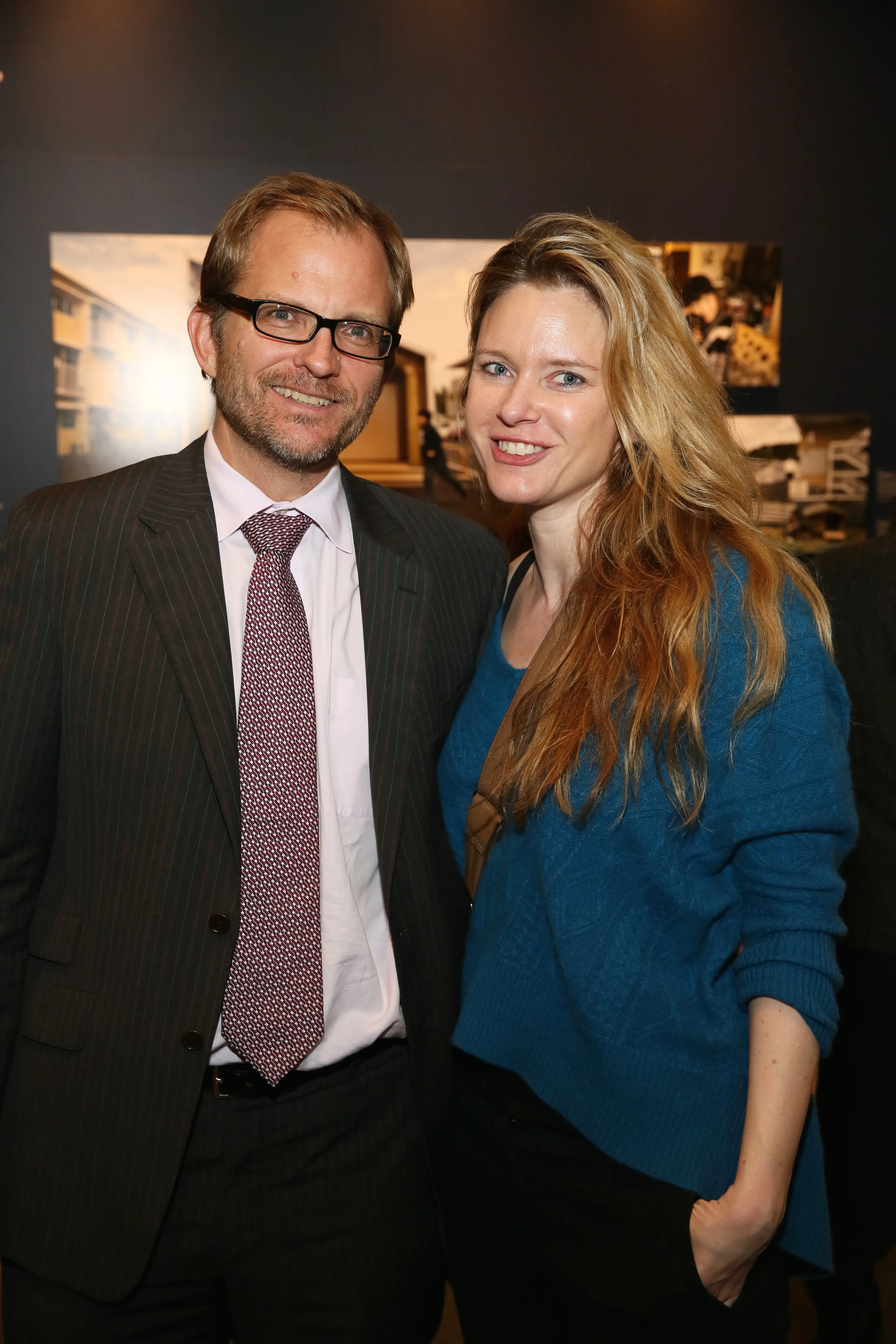 Matt Petersen and Justine Musk pose at the Annenberg Space for Photography opening reception.