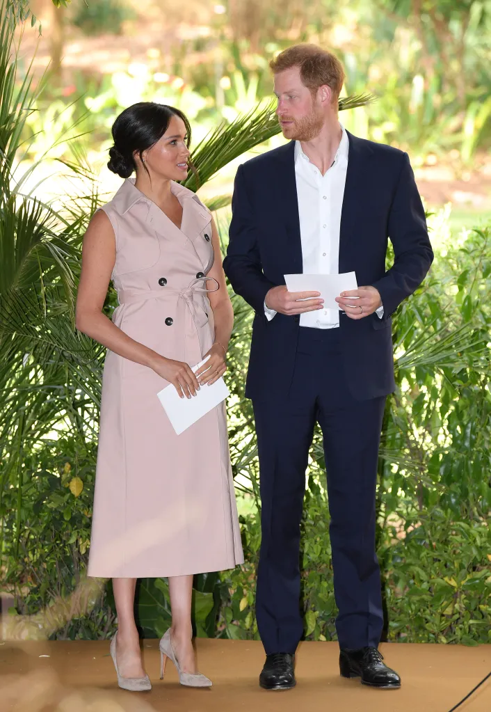 Meghan, Duchess of Sussex, and Prince Harry, Duke of Sussex, at a reception in Johannesburg, South Africa.