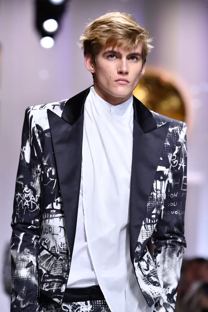 Model Presley Gerber on the runway at Paris Fashion Week.