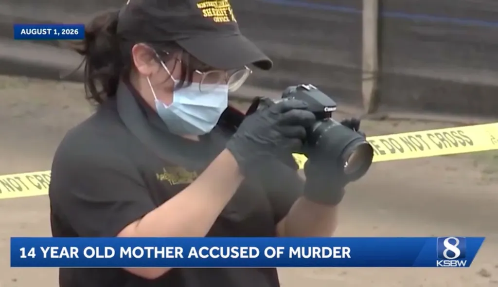 A crime scene investigator wearing a mask, gloves, and a hat with 