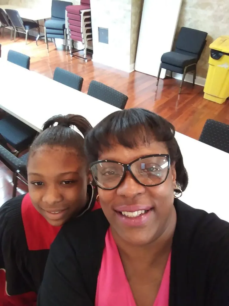 A selfie of Thomasina, right, and Saniyah. 