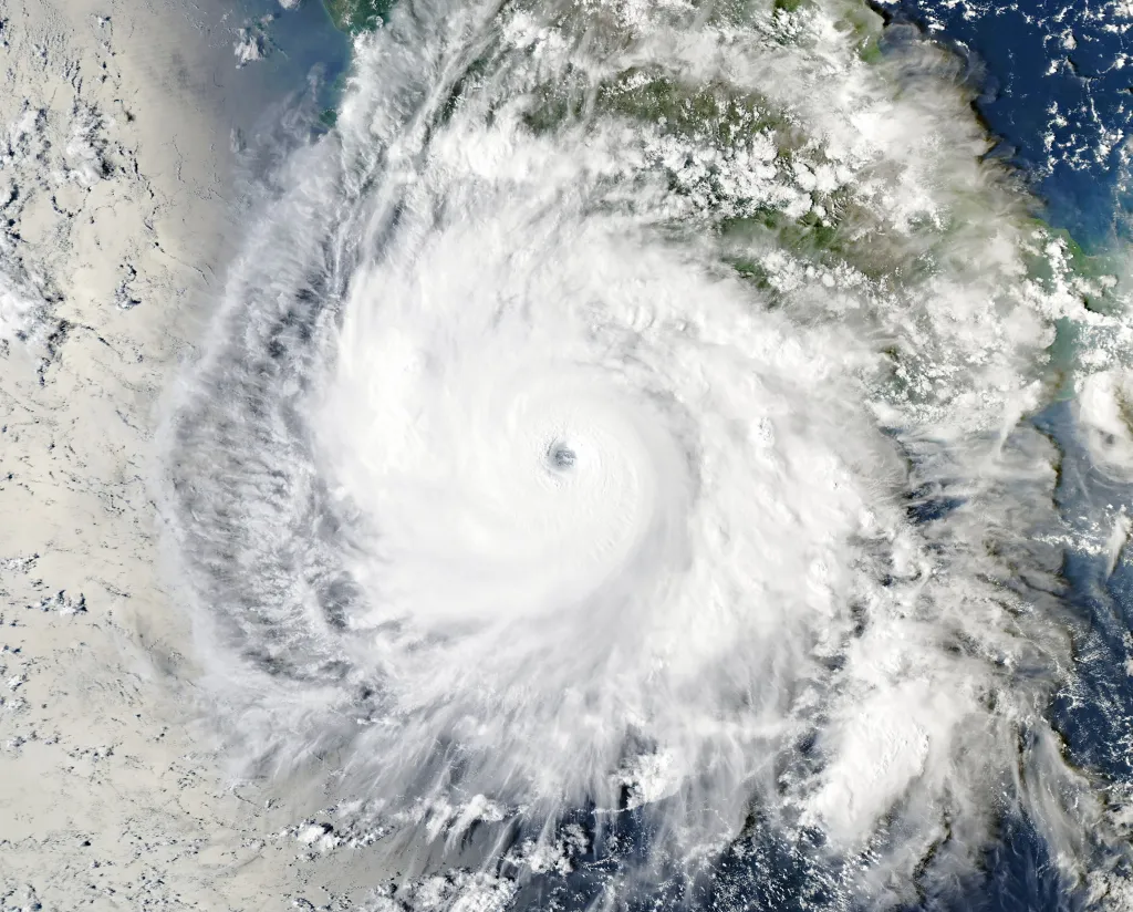 Satellite image of Hurricane Polo swirling off Mexico's Pacific coast.
