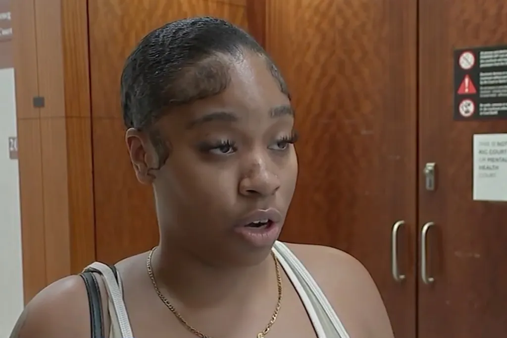 Nariah Harley speaking at an initial court appearance.