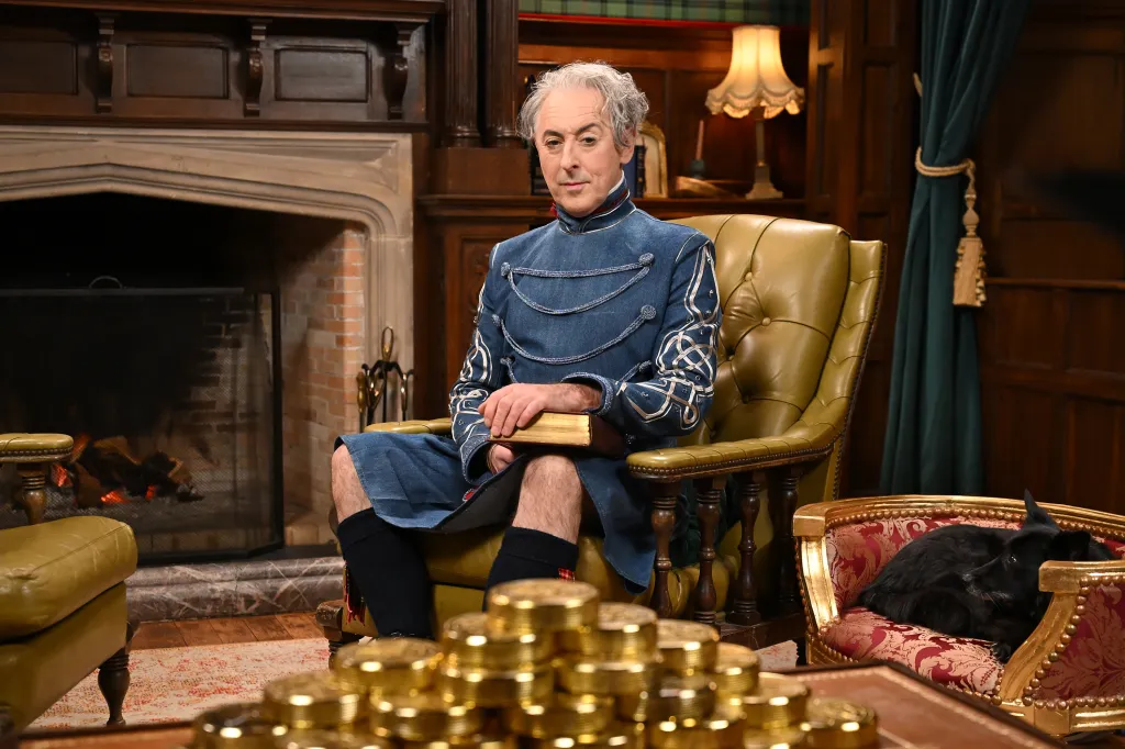 Alan Cumming as the host of The Traitors.