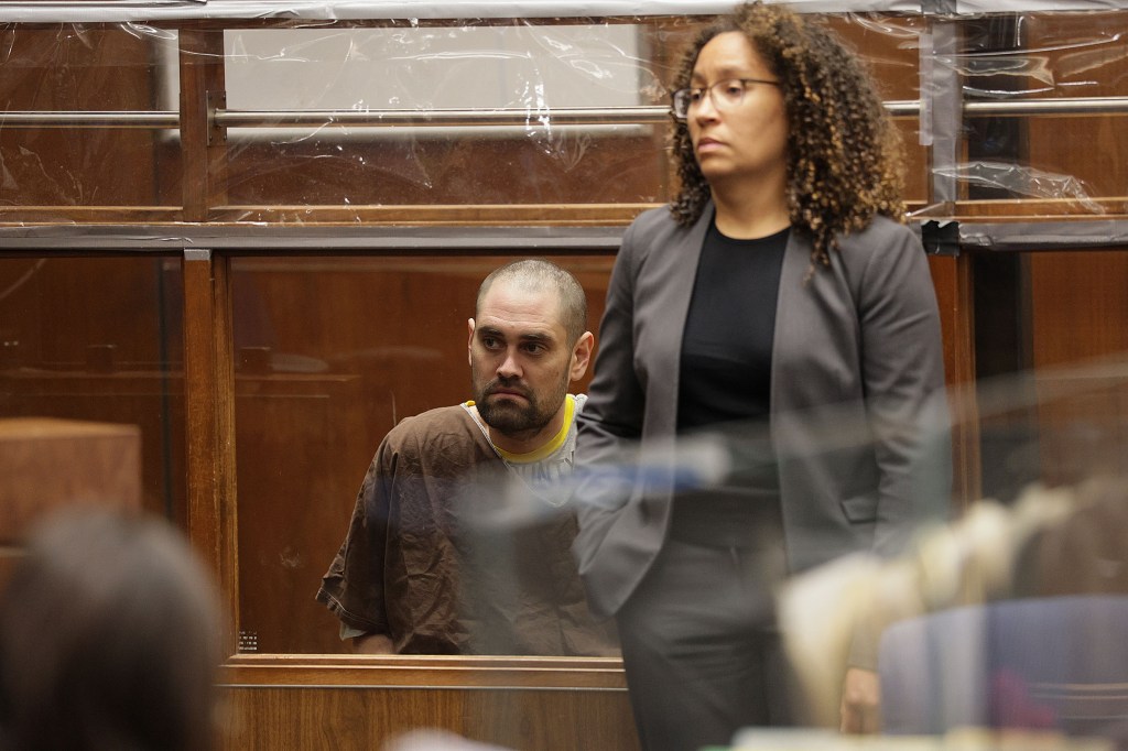 Nick Reiner and his attorney in Los Angeles Siperior Court during arraignment.