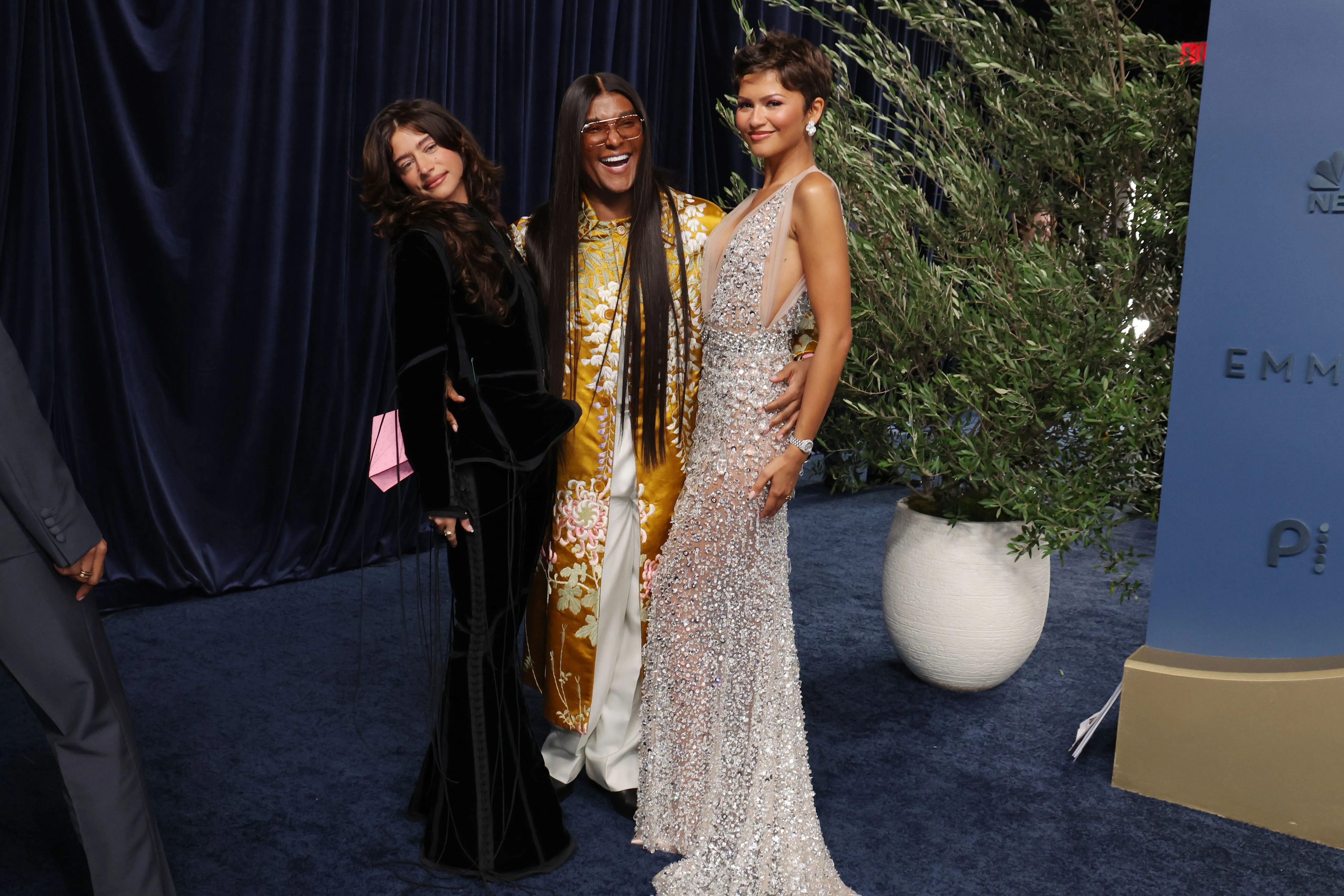 Odessa A'zion, Law Roach, and Zendaya pose at the 78th Primetime Emmy Awards.