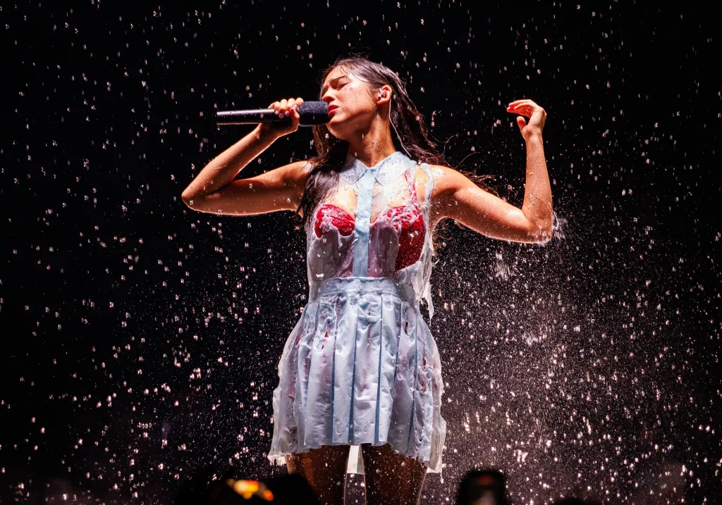 Olivia Rodrigo performing during 