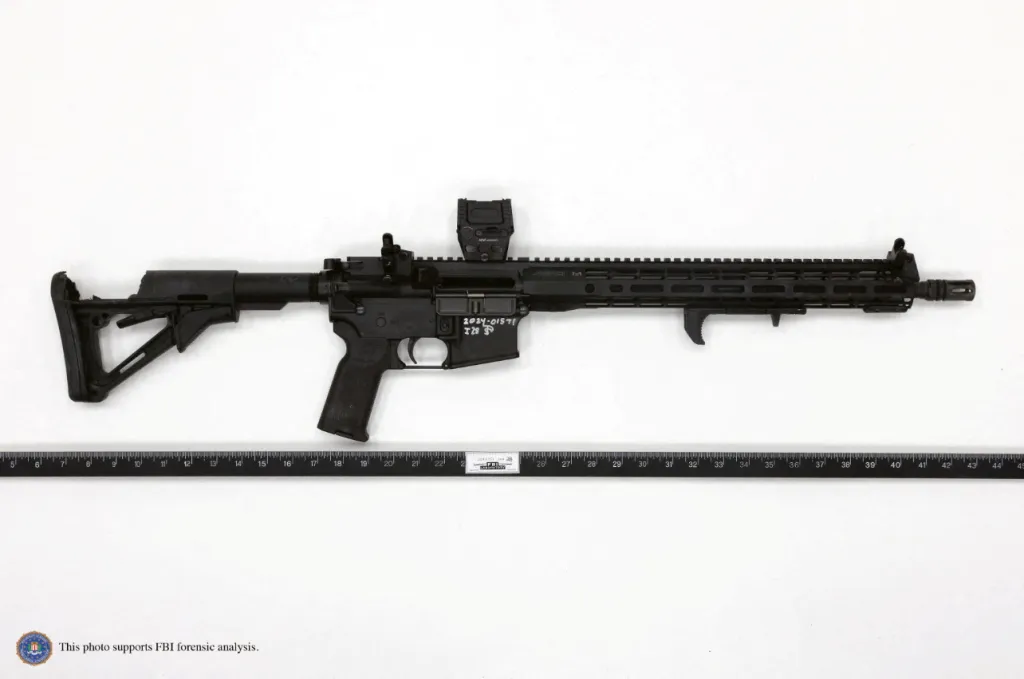 A Panther Arms semiautomatic rifle recovered at the Butler, Pennsylvania shooting scene.