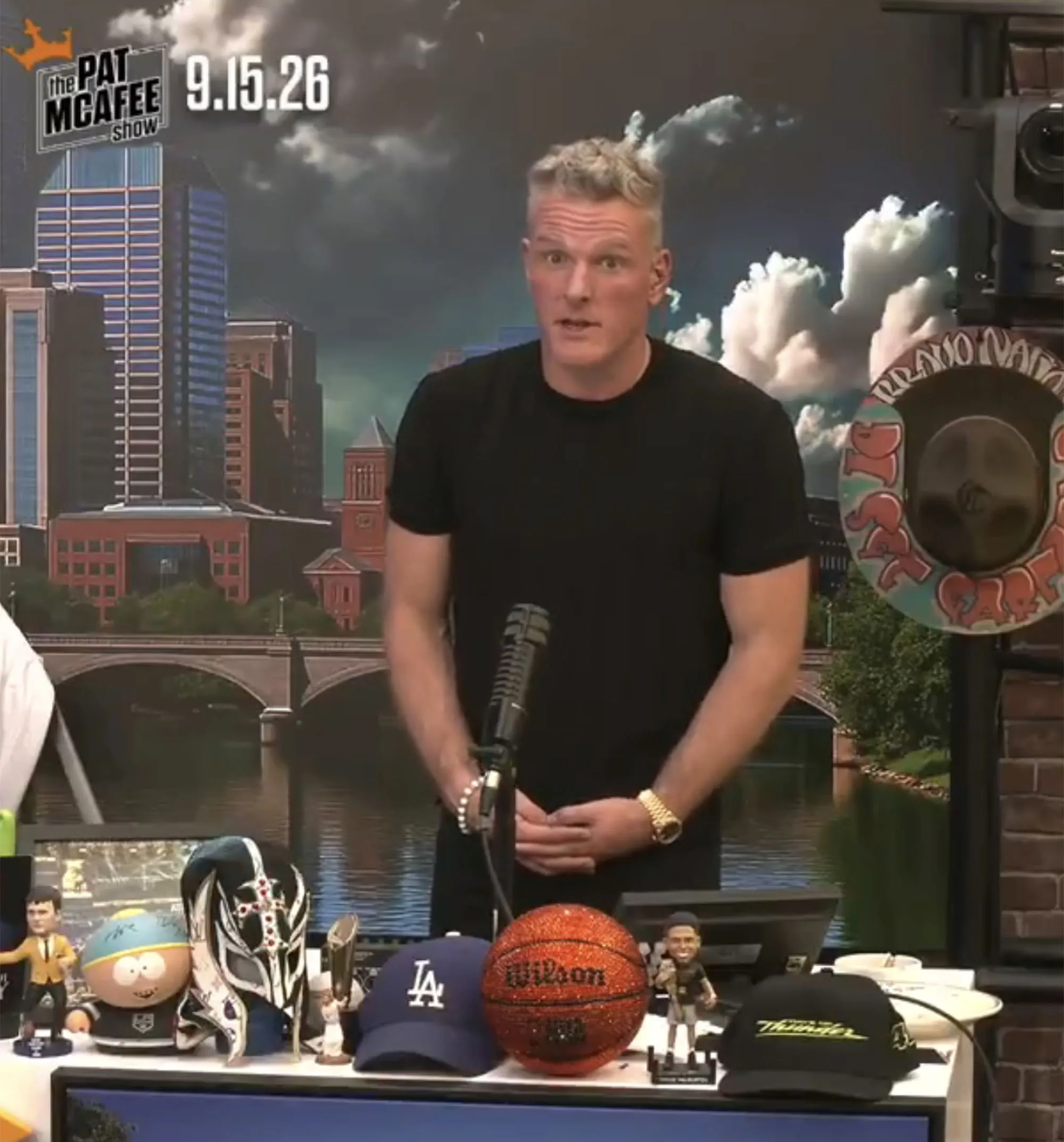 Pat McAfee on the set of 