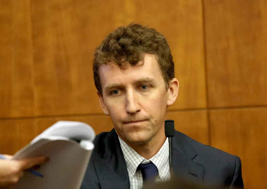 Patrick Clancy on the stand during the Lindsay Clancy murder trial.
