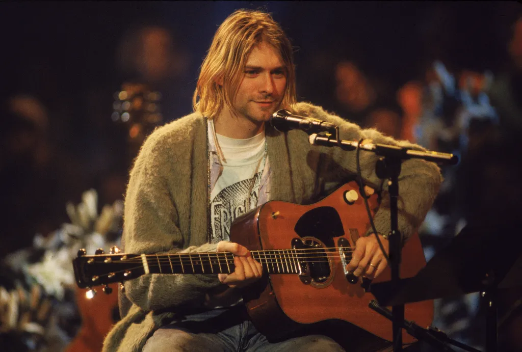 Kurt Cobain performing on MTV Unplugged.