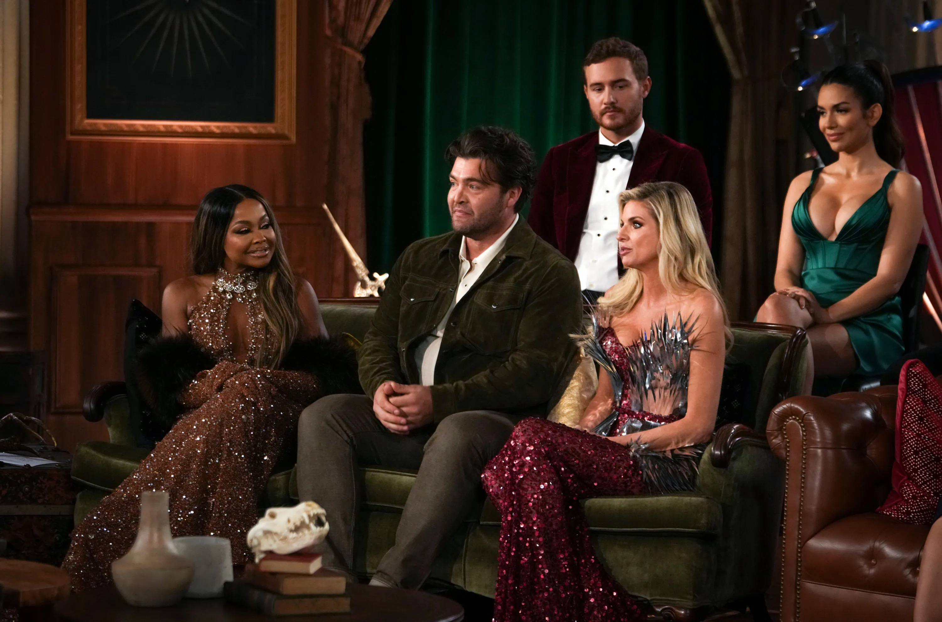 Phaedra Parks, Chris 'C.T.' Tamburello, Peter Weber, Trishelle Cannatella, and Ekin-Su Cülcüloğlu at The Traitors Season 2 Reunion.