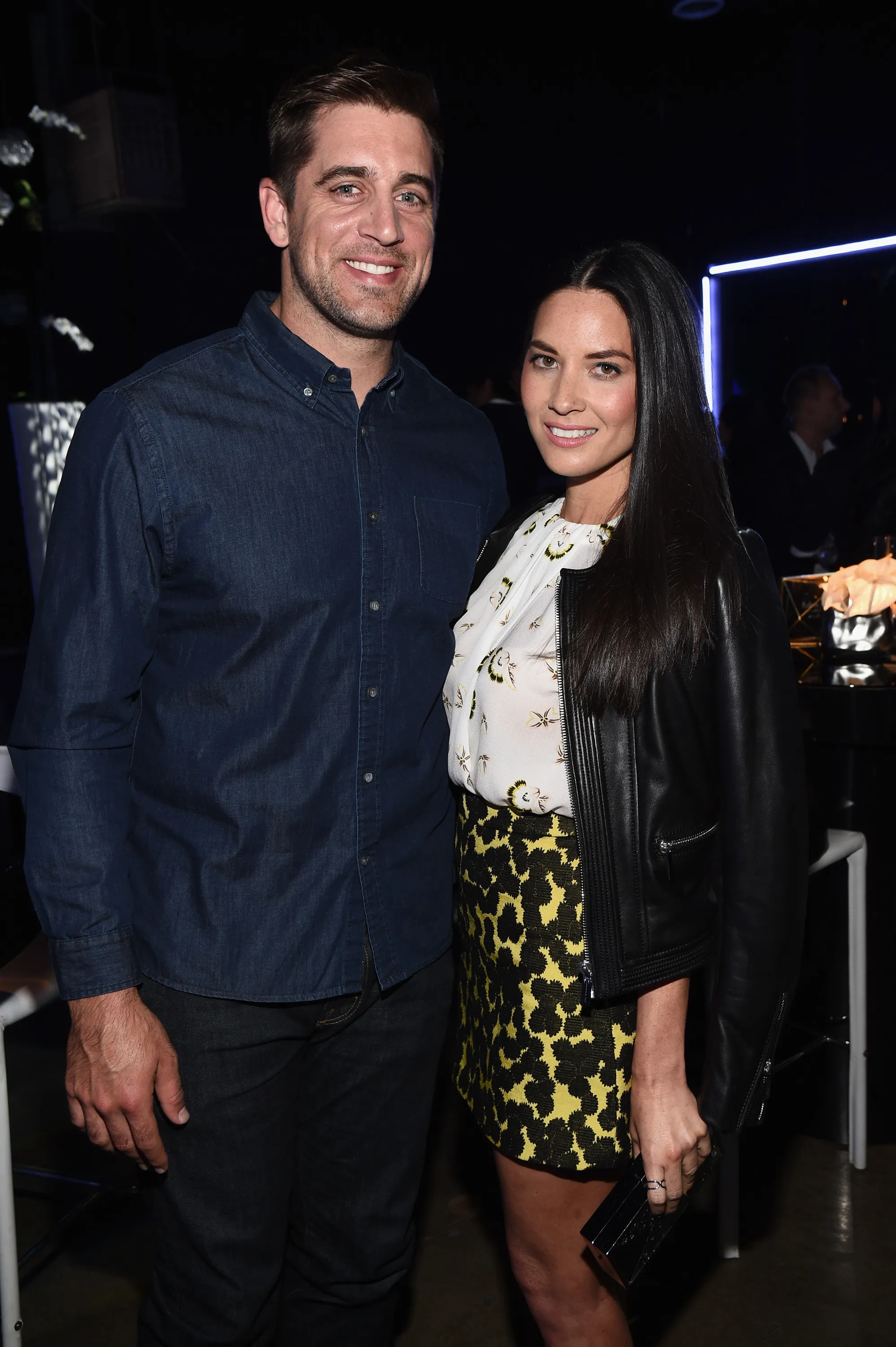 NFL player Aaron Rodgers and actress Olivia Munn at the Samsung Galaxy S 6 edge launch.