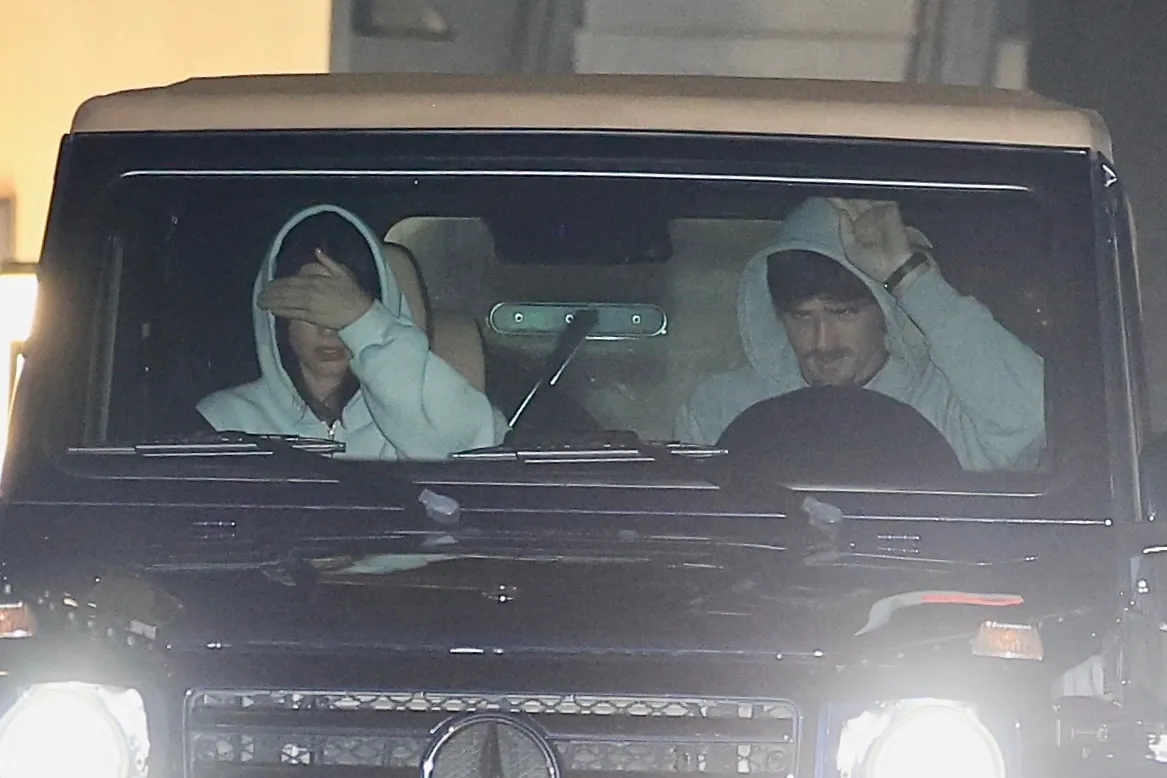Kendall Jenner and Jacob Elordi in a car during a casual movie date night.