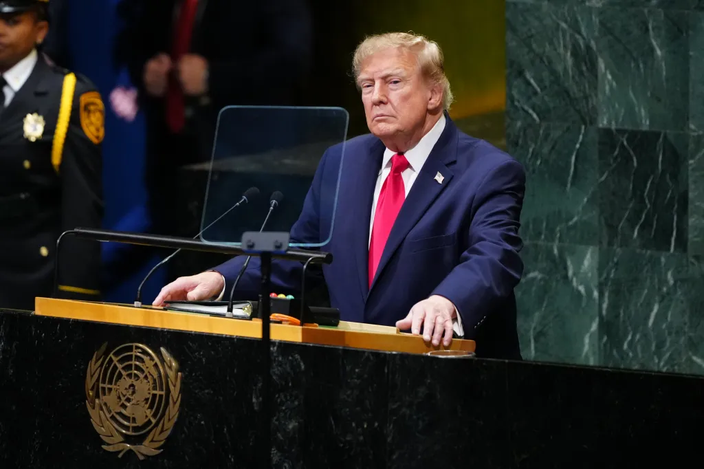 President Donald Trump speaks to the United Nations General Assembly.