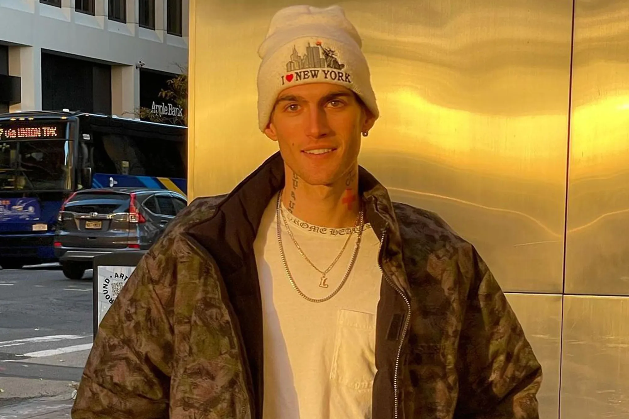 Presley Gerber wearing an