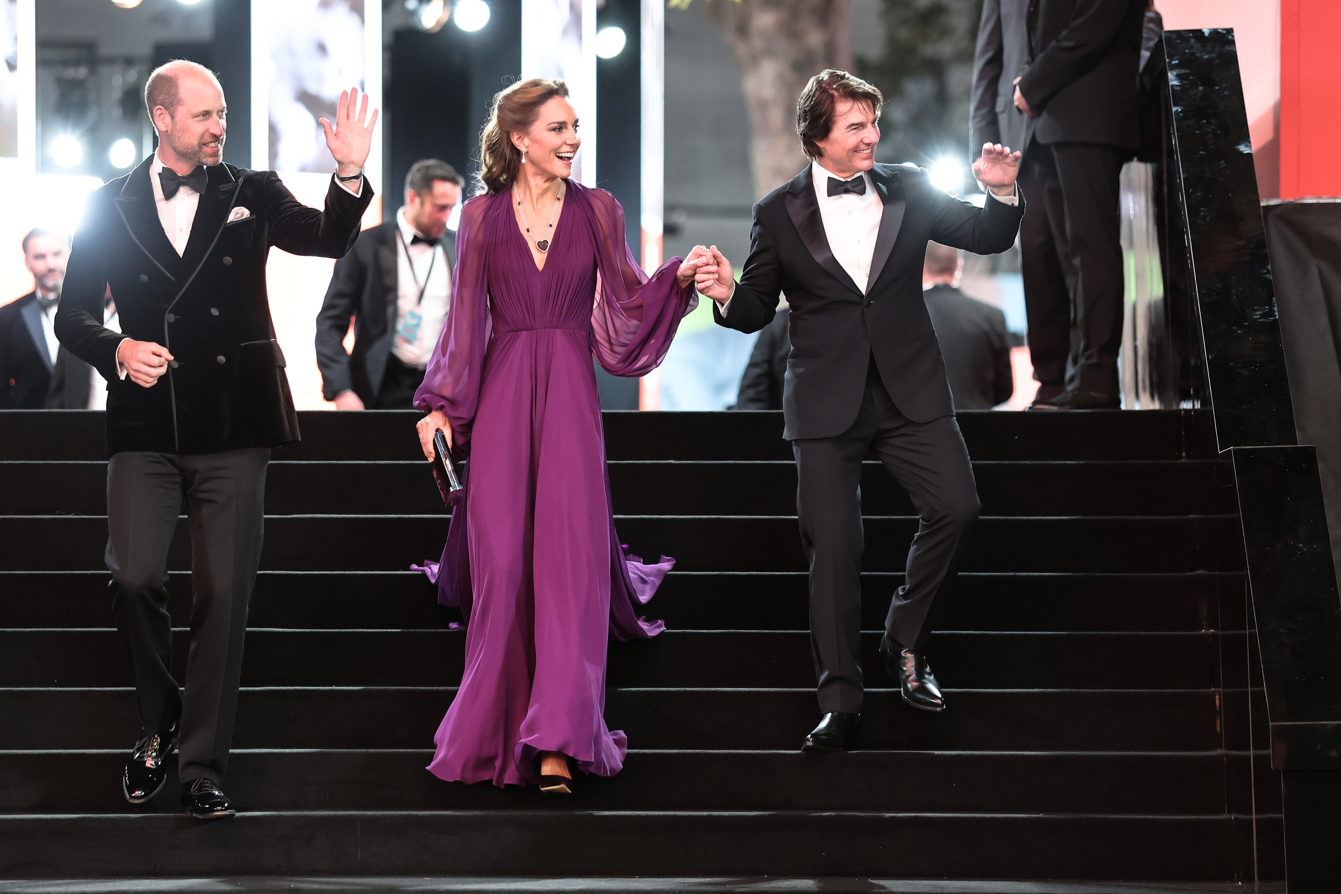 Prince William, Catherine, Princess of Wales, and Tom Cruise attend the 