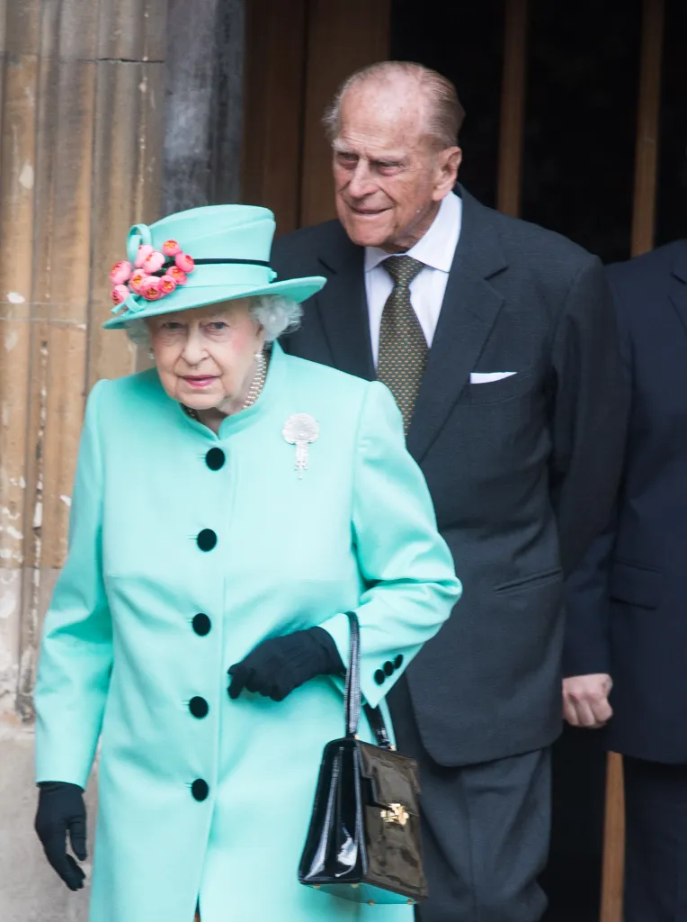 Queen Elizabeth II and Prince Philip arriving at St George's Chapel for Easter Day Service.