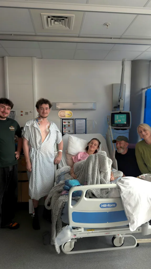 Rachel and Harry Ware with family at Manchester Royal Infirmary.