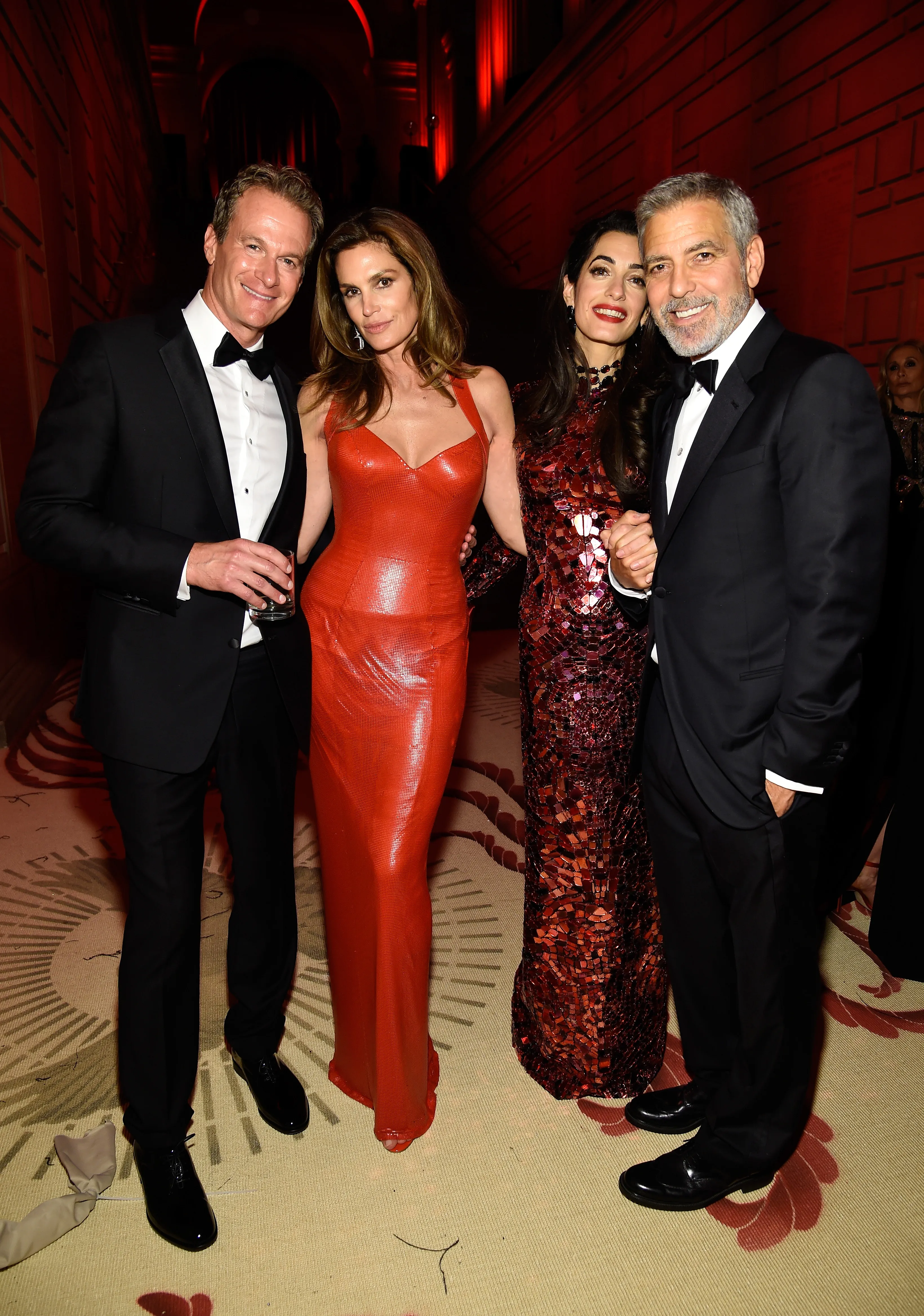 Rande Gerber, Cindy Crawford, Amal Clooney, and George Clooney at the Heavenly Bodies: Fashion & The Catholic Imagination Costume Institute Gala.