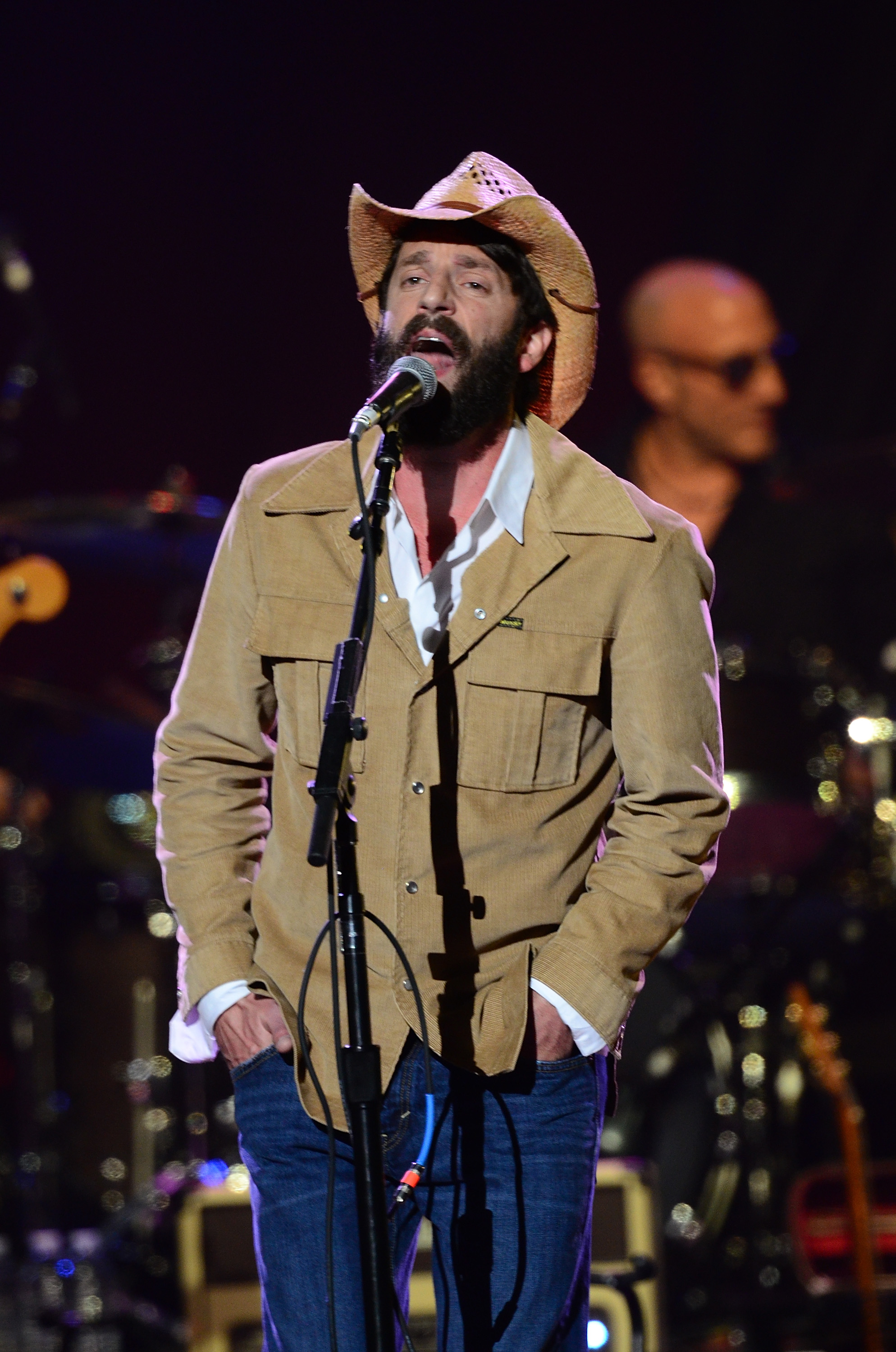Ray LaMontagne performing during the Love For Levon Benefit Concert.