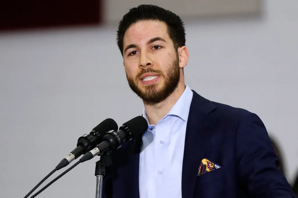Rep. Abdullah Hammoud, D-Dearborn, speaks at a campaign rally.