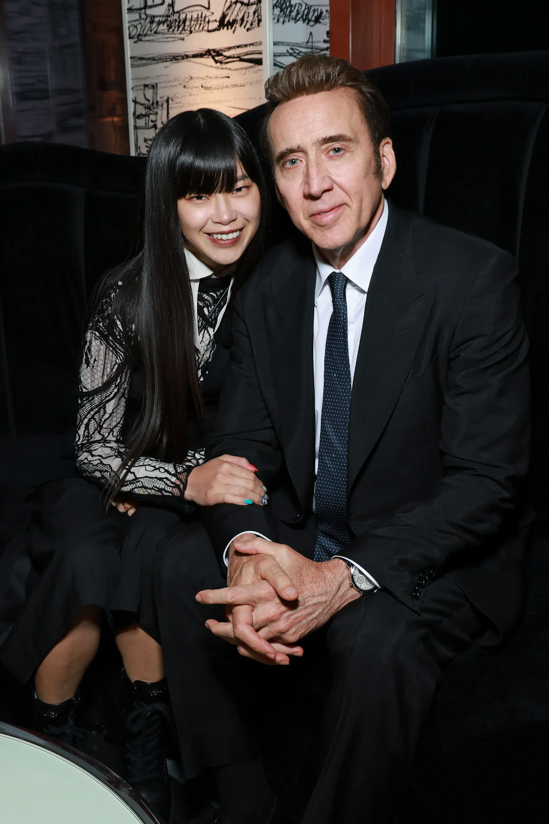 Riko Shibata and Nicolas Cage posing at the 