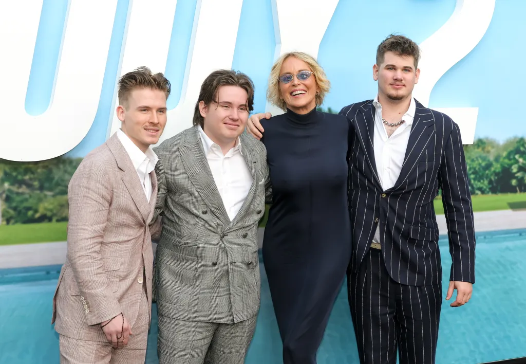 Sharon Stone, Roan Stone, Quinn Stone, and Laird Stone at the premiere of 