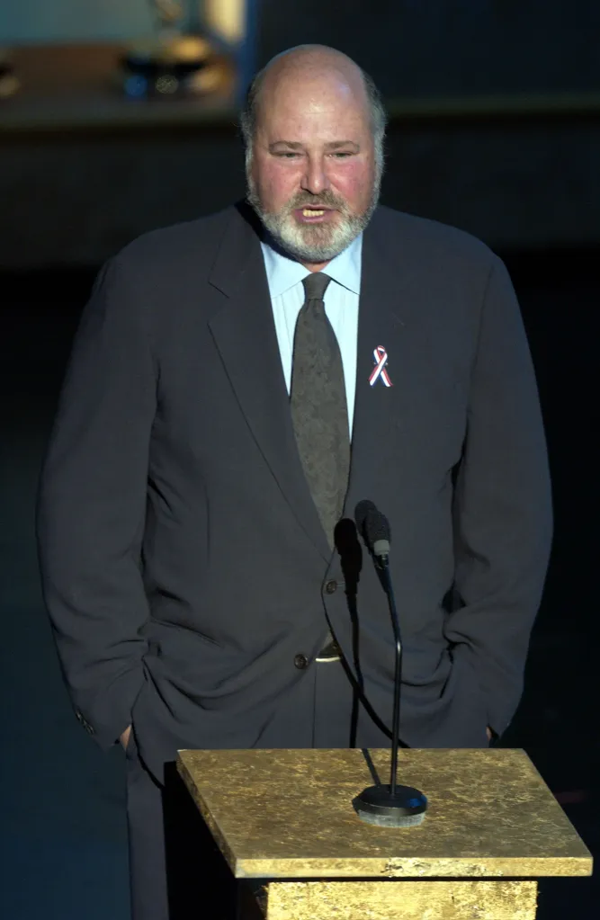 Rob Reiner takes the microphone during the 53rd Annual Primetime Emmy Awards.