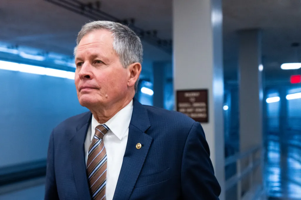 Senator Steve Daines, R-Mont., arriving in the U.S. Capitol for a vote.
