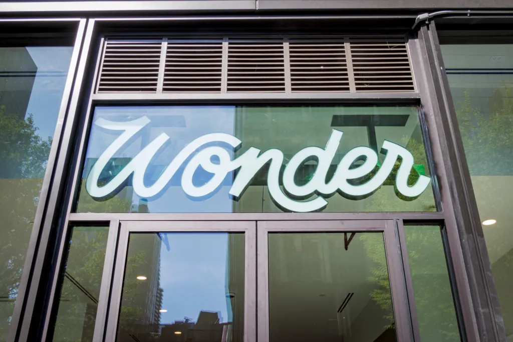 Wonder store entrance sign in Midtown Manhattan.