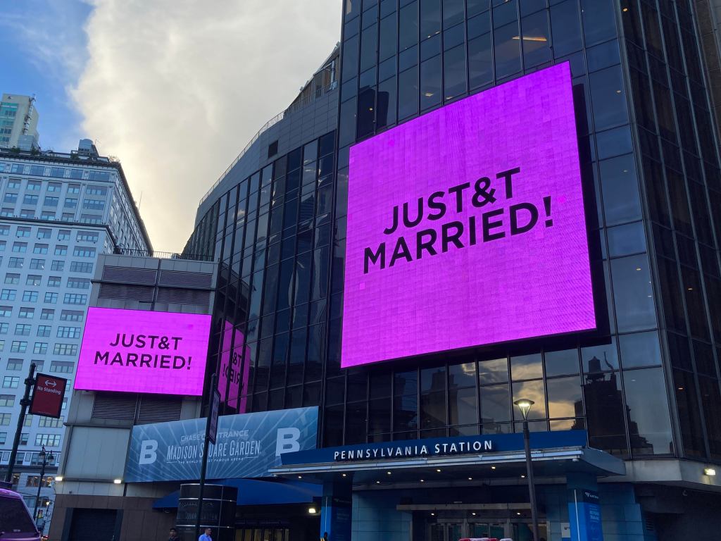 Digital signs outside Madison Square Garden display 