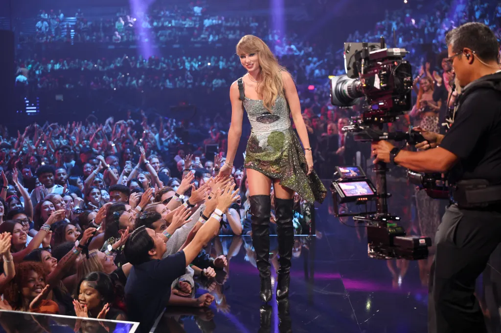 Taylor Swift onstage at the 2024 MTV Video Music Awards.