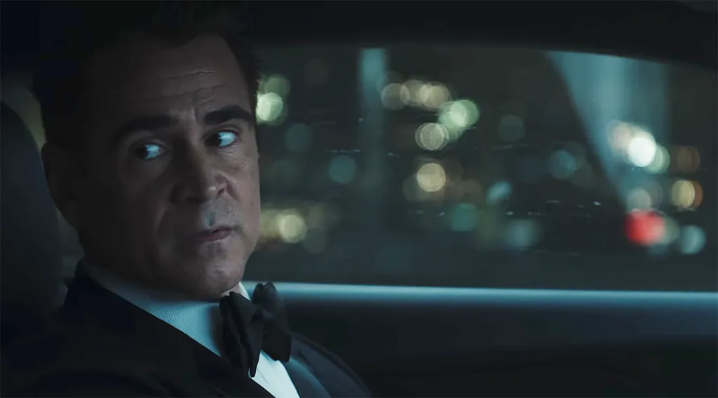Colin Farrell as Patient Zero in a car at night.