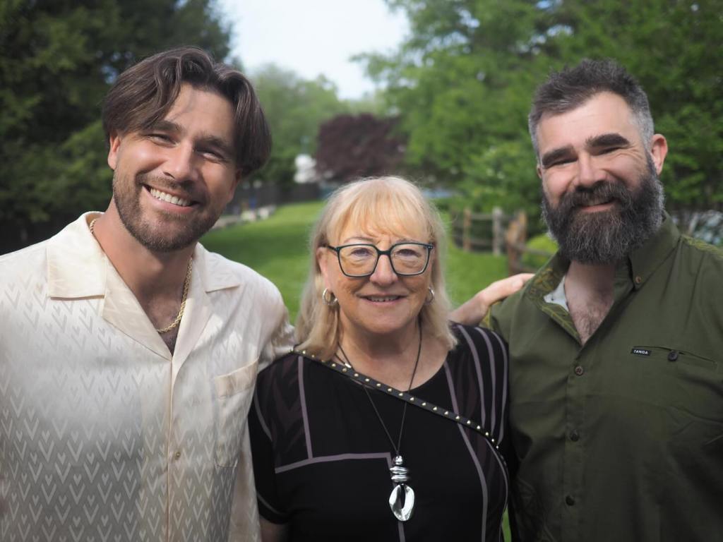 Donna Kelce with Travis and Jason Kelce.