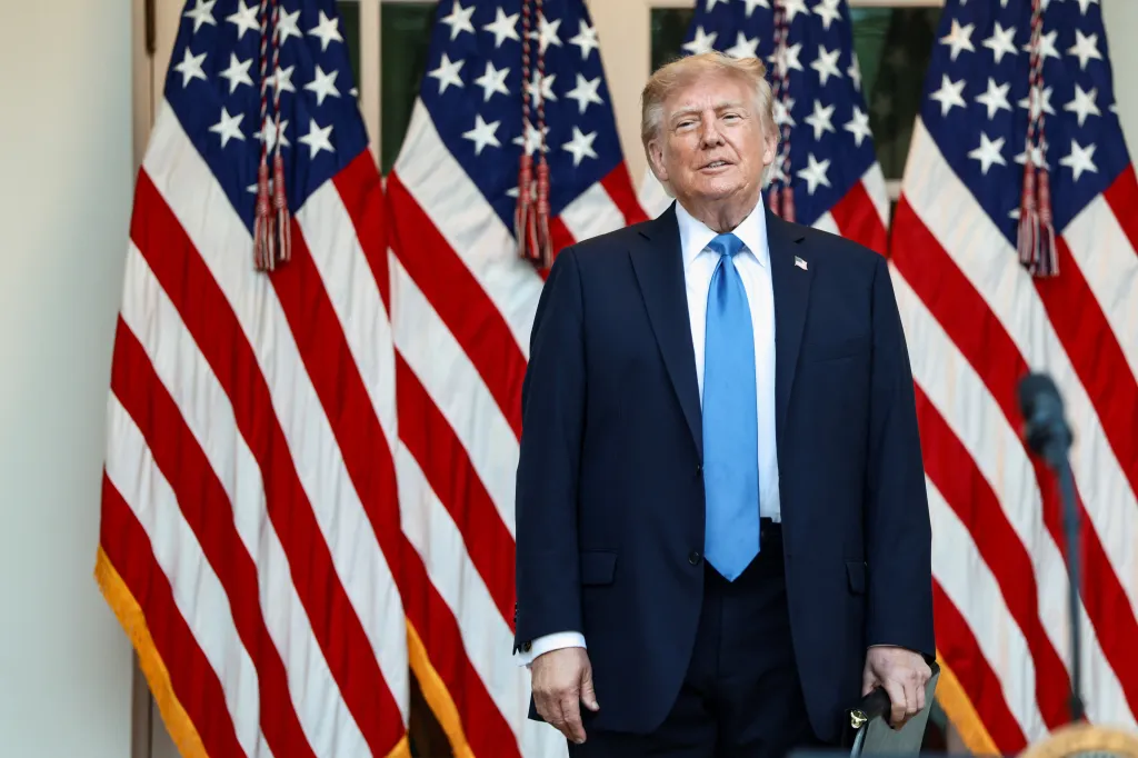 U.S. President Donald Trump hosts a dinner in the Rose Garden at the White House.