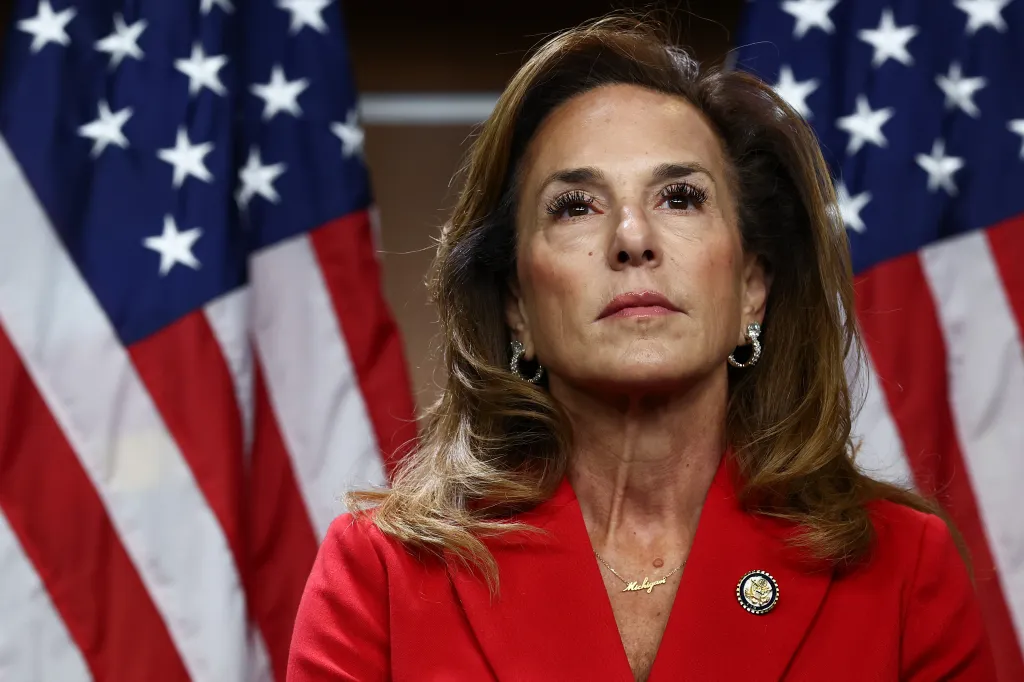 Rep. Lisa McClain (R-MI) looks on during a news conference after a House Republican Conference meeting at the US Capitol Building in Washington, DC, on Sept. 1, 2026.